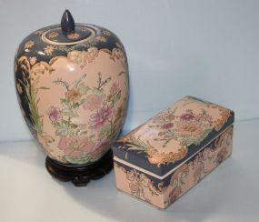 Oriental Covered Box and Oriental Temple Jar