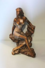Spelter Figurine of Lady on Rock