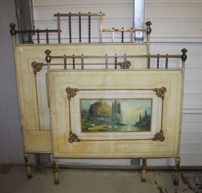 Vintage Hand Painted Metal Single Size Bed