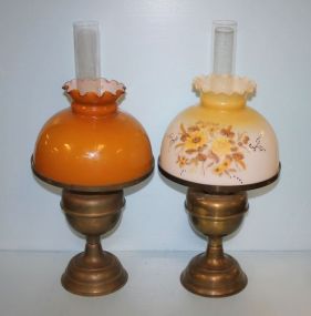 Two Vintage Brass Oil Lamps