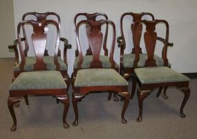 Set of Six Mahogany Queen Anne Style Chairs