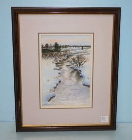 Watercolor of Stream, signed M. Walker '92