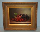 Contemporary Oil Painting of Fruit in Gold Frame