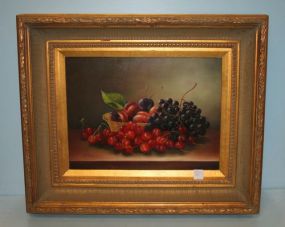 Contemporary Oil Painting of Fruit in Gold Frame