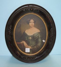 Early 20th Century Oval Frame with Print
