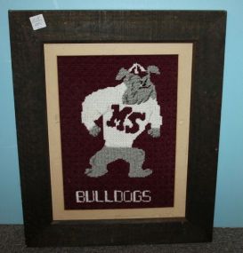 Framed Stitchwork of Bulldogs