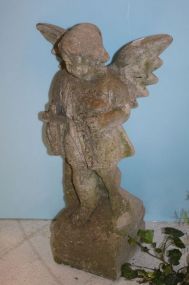 Concrete Figure of Angel Holding Cross