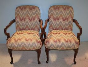 Pair of Contemporary Queen Anne Arm Chairs