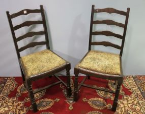 Two Walnut Ladder Back Chairs