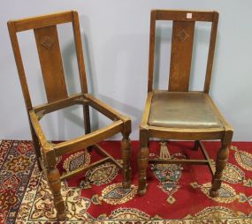 Two Oak Art Deco Chairs