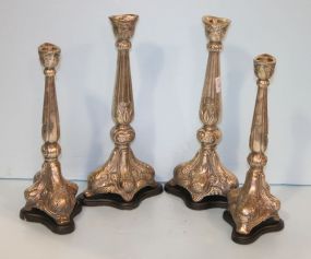 Set of Four Silver Metal Candlesticks