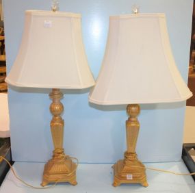 Pair of Painted Metal Candlestick Lamps