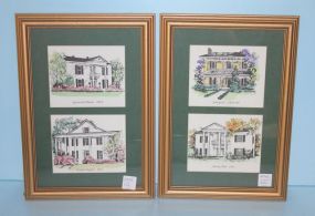 Set of Two Framed Prints of Antebellum Homes