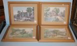 Set of Four Currier and Ives Style Prints