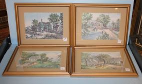 Set of Four Currier and Ives Style Prints