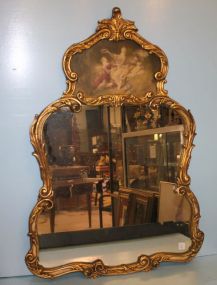 Contemporary Gold Mirror with French Print Dcor