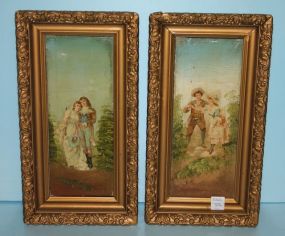 Pair of Small Oil Paintings of Courtship Scenes