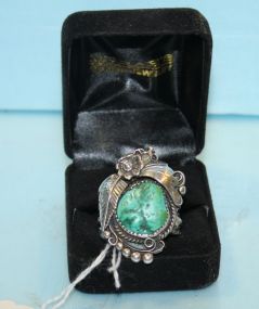 Large Sterling and Turquoise Men's Ring