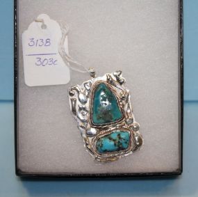 Sterling and Turquoise Nugget Pendant