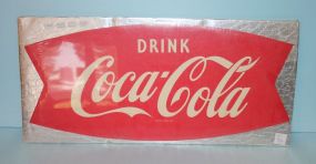 1960's Double Sided Card Board Fish Tail Coca-Cola Sign