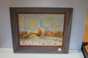 Marie Pandolfi Oil Painting of Skate Area at Central Park