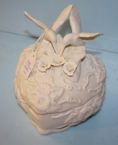Heart Covered Porcelain Box with Humming Birds