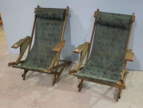Two Vintage Wood Beach Chairs