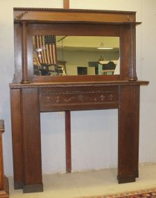 Oak Fireplace Mantle with Mirror