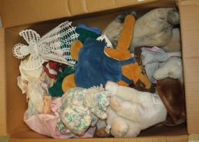 Group of Doll Clothes and Stuffed Animals