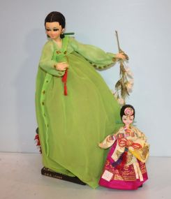 Two Oriental Style Cloth Dolls