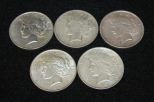 Five Liberty Silver Dollars