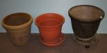 Three Plastic Flower Pots