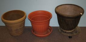 Three Plastic Flower Pots