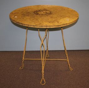 Vintage Painted Yellow Ice Cream Table