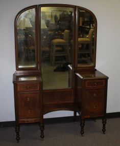 Walnut Depression Triple Mirror Vanity