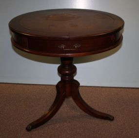 Mahogany Leather Top Drum Table