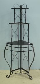 Contemporary Iron and Wood Corner Shelf