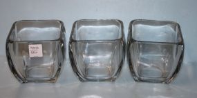 Three Square Glass Candleholders