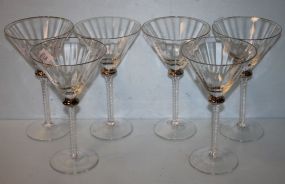 Set of Six Martini Glasses w/twisted stems; 8 7/8