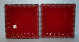 Pair of Roscher & Co. Red Square Dinner Plates 