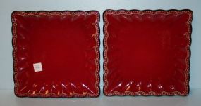 Pair of Roscher & Co. Red Square Dinner Plates 