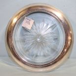 Large Sterling Rim Glass Coaster