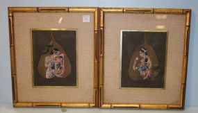 Pair of Hand Painted Indian Prints