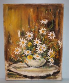Oil Painting of Flowers, signed Audrey Hill '72