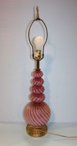 White and Cranberry Glass Lamp