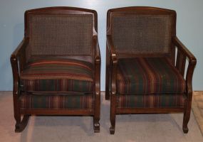 Vintage Arm Chair and Rocker with Cane Back and Arms