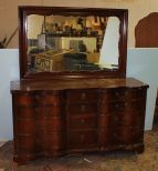 Mahogany Double Serpentine Dresser with Mirror