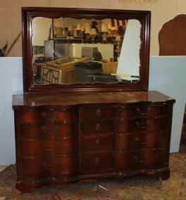 Mahogany Double Serpentine Dresser with Mirror