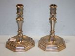 Pair of Pewter Candlesticks with Octagonal Base
