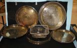 Group of Silverplate Items Five Silverplate Trays (12